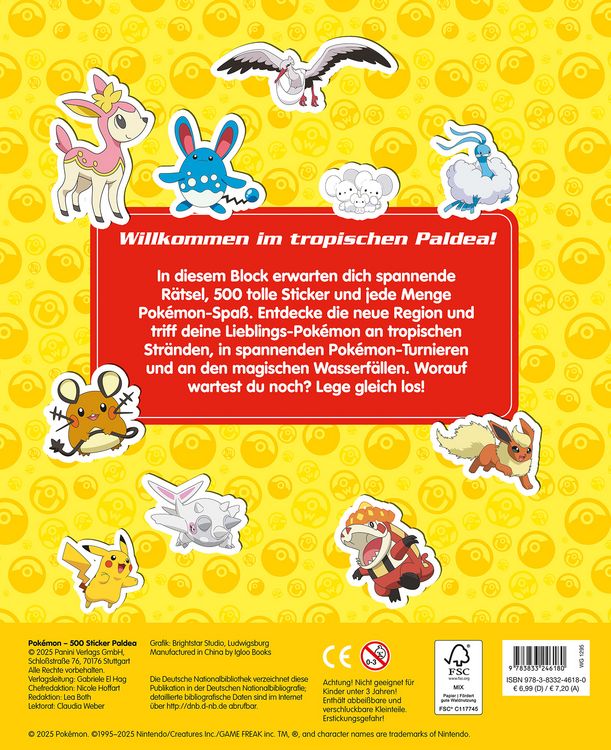 Produktbild: Pok&eacute;mon: 500 Sticker Paldea - Stickern - R&auml;tseln - Ausmalen