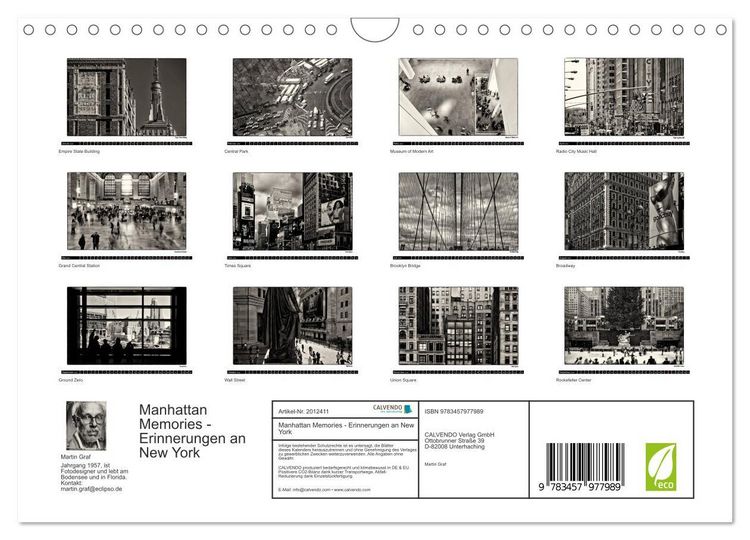 Produktbild: Manhattan Memories - Erinnerungen an New York (Wandkalender 2026 DIN A4 quer), CALVENDO Monatskalender