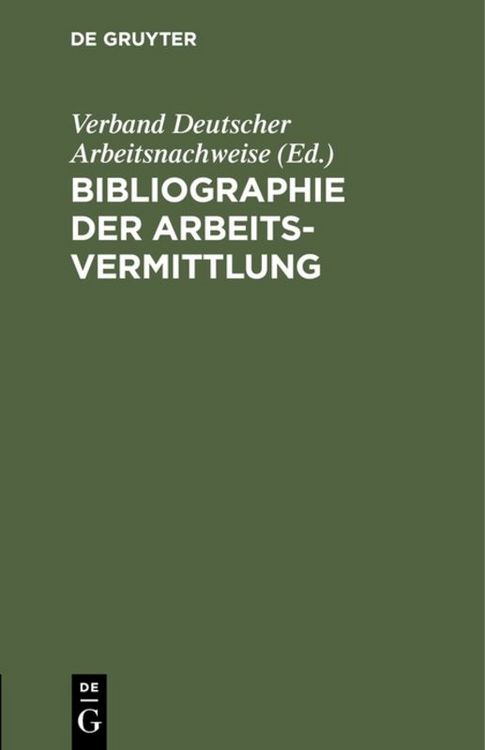 Produktbild: Bibliographie der Arbeitsvermittlung