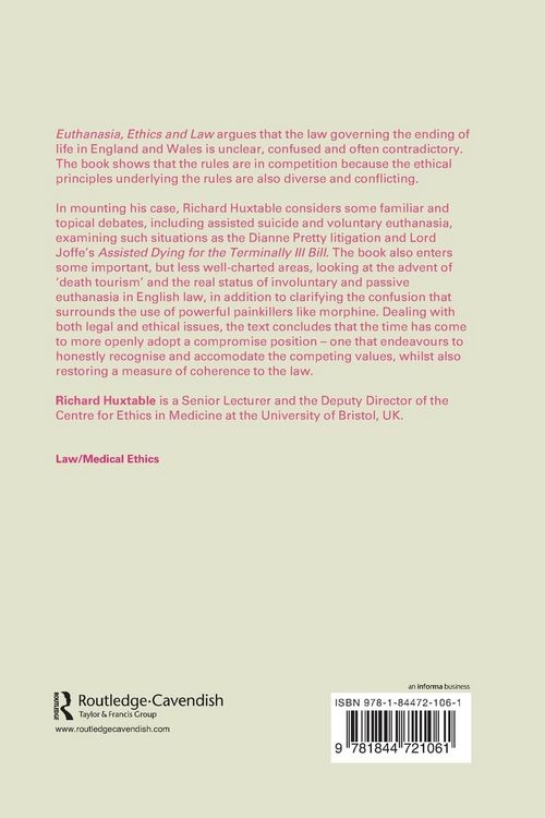 Produktbild: Euthanasia, Ethics and the Law