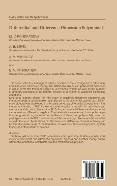 Produktbild: Differential and Difference Dimension Polynomials
