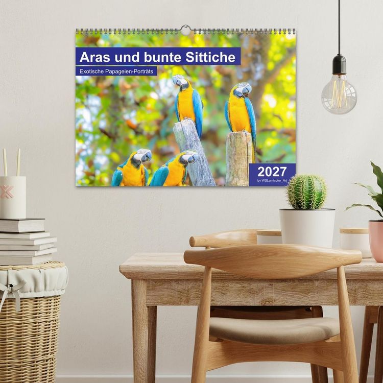 Produktbild: Aras und bunte Sittiche: Exotische Papageien-Portr&auml;ts (Wandkalender 2027 DIN A3 quer), CALVENDO Monatskalender