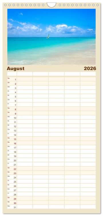 Produktbild: Familienplaner 2026 - Str&auml;nde wie ein Traum mit 5 Spalten (Wandkalender, 21 x 45 cm) CALVENDO