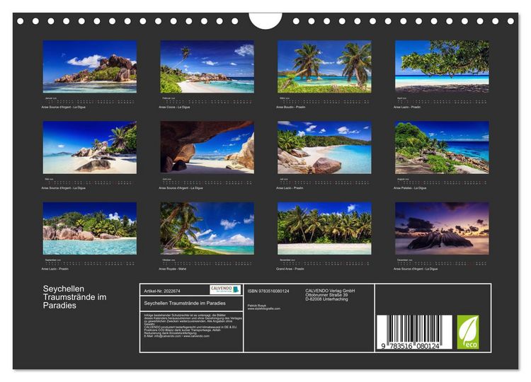 Produktbild: Seychellen Traumstr&auml;nde im Paradies (Wandkalender 2026 DIN A4 quer), CALVENDO Monatskalender
