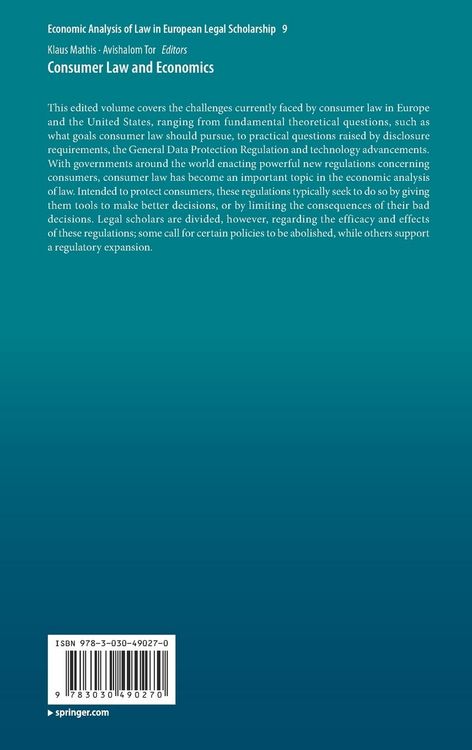 Produktbild: Consumer Law and Economics