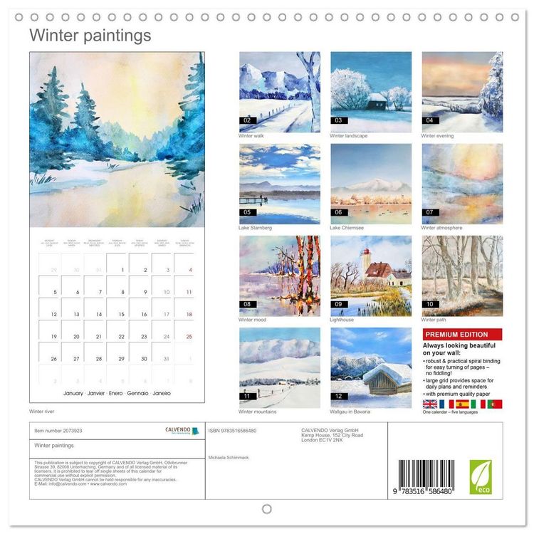 Produktbild: Winter paintings (Wall Calendar 2026 12 &times; 12 Inch) CALVENDO 12 Month Wall Calendar
