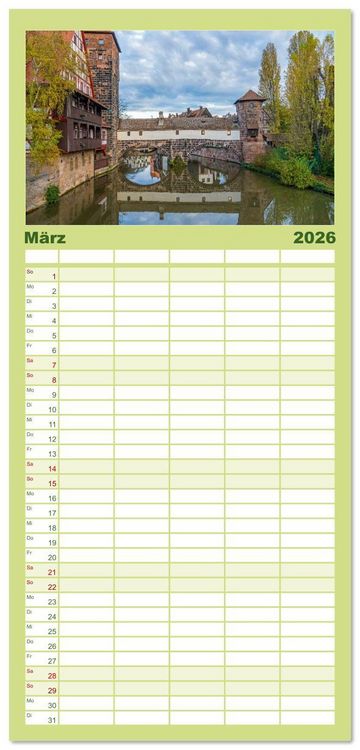 Produktbild: Familienplaner 2026 - Franken - Malerische Orte und Landschaften mit 5 Spalten (Wandkalender, 21 x 45 cm) CALVENDO