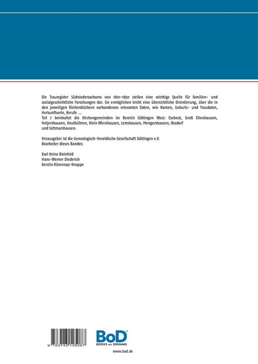 Produktbild: Trauregister aus den Kirchenb&uuml;chern S&uuml;dniedersachsens 1801 - 1850