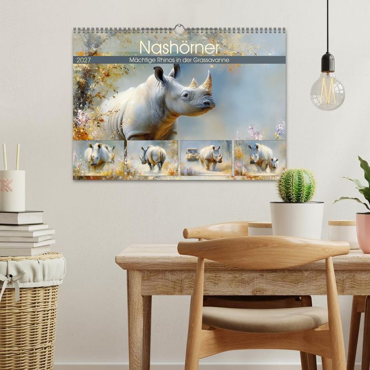 Produktbild: Nash&ouml;rner. M&auml;chtige Rhinos in der Grassavanne (Wandkalender 2027 DIN A3 quer), CALVENDO Monatskalender