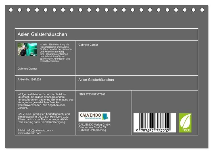 Produktbild: Asien Geisterh&auml;uschen (Tischkalender 2026 DIN A5 quer), CALVENDO Monatskalender