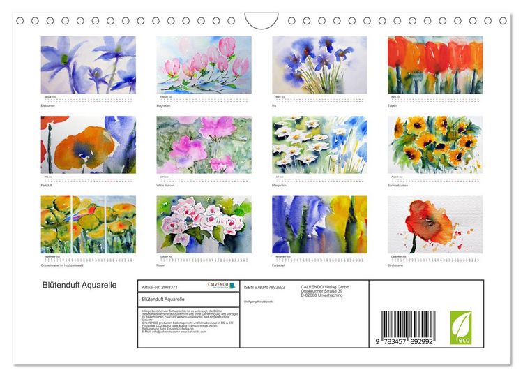 Produktbild: Bl&uuml;tenduft Aquarelle (Wandkalender 2026 DIN A4 quer), CALVENDO Monatskalender