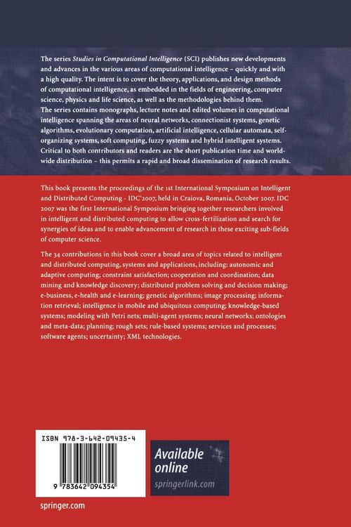 Produktbild: Advances in Intelligent and Distributed Computing