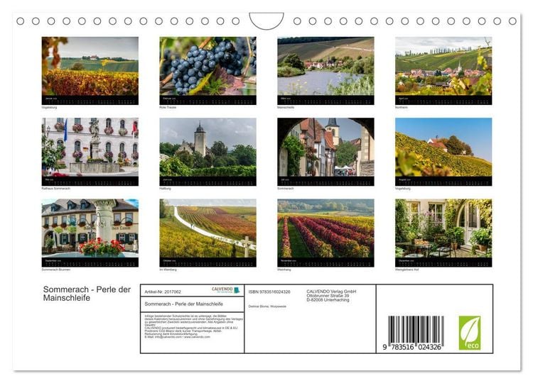 Produktbild: Sommerach - Perle der Mainschleife (Wandkalender 2026 DIN A4 quer), CALVENDO Monatskalender