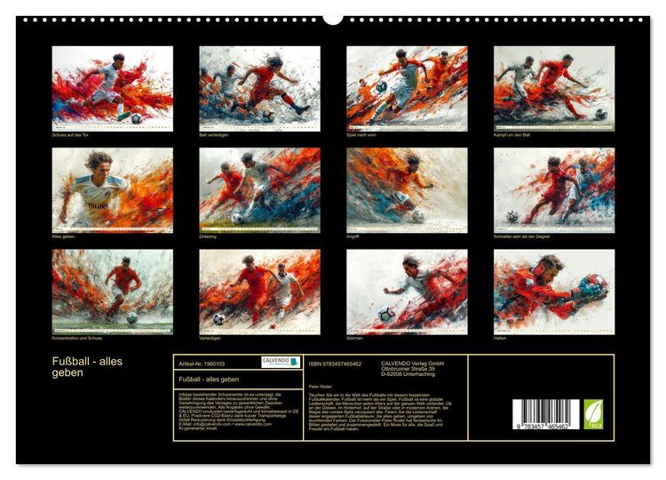 Produktbild: Fu&szlig;ball - alles geben (hochwertiger Premium Wandkalender 2026 DIN A2 quer), Kunstdruck in Hochglanz