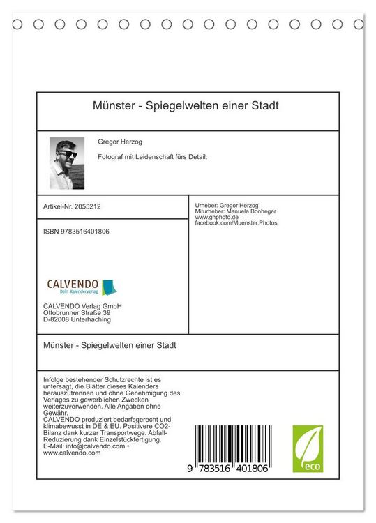 Produktbild: M&uuml;nster - Spiegelwelten einer Stadt (Tischkalender 2026 DIN A5 hoch), CALVENDO Monatskalender