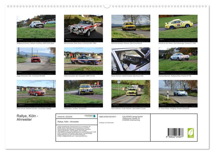 Produktbild: Rallye, K&ouml;ln - Ahrweiler (hochwertiger Premium Wandkalender 2026 DIN A2 quer), Kunstdruck in Hochglanz