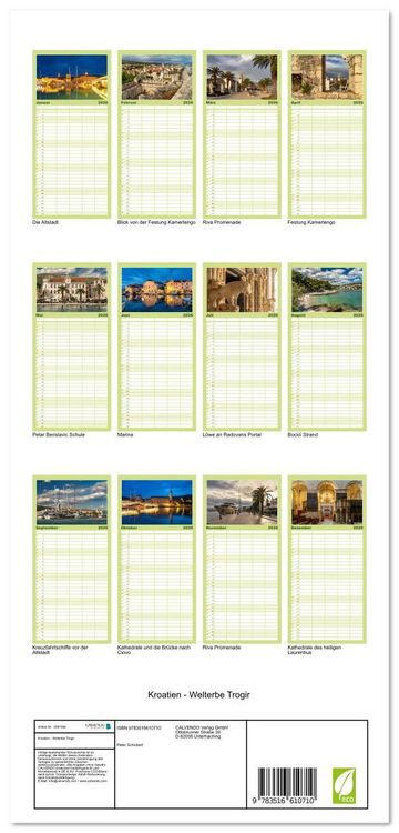 Produktbild: Familienplaner 2026 - Kroatien - Welterbe Trogir mit 5 Spalten (Wandkalender, 21 x 45 cm) CALVENDO