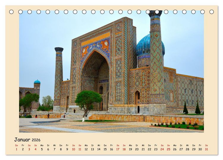 Produktbild: Usbekistan, Perlen der Seidenstra&szlig;e (Tischkalender 2026 DIN A5 quer), CALVENDO Monatskalender