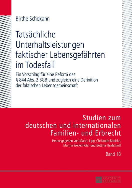 Produktbild: Tatsaechliche Unterhaltsleistungen faktischer Lebensgefaehrten im Todesfall