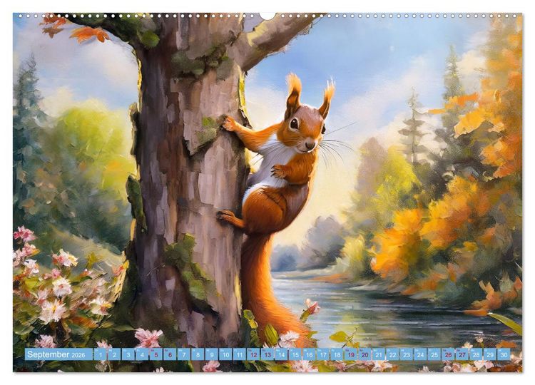 Produktbild: Der Eichh&ouml;rnchen-Kalender (hochwertiger Premium Wandkalender 2026 DIN A2 quer), Kunstdruck in Hochglanz