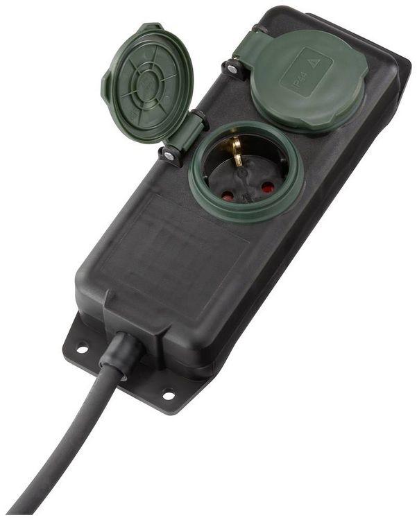 Produktbild: Sygonix SY-5145338 Steckdosenleiste Schwarz, Gr&uuml;n Schutzkontakt 1St.
