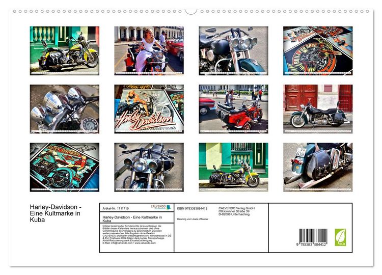 Produktbild: Harley-Davidson - Eine Kultmarke in Kuba (hochwertiger Premium Wandkalender 2025 DIN A2 quer), Kunstdruck in Hochglanz