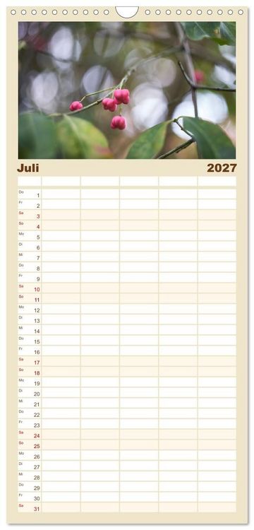 Produktbild: Familienplaner 2027 - Verbl&uuml;hte Sch&ouml;nheiten mit 5 Spalten (Wandkalender, 21 x 45 cm) CALVENDO
