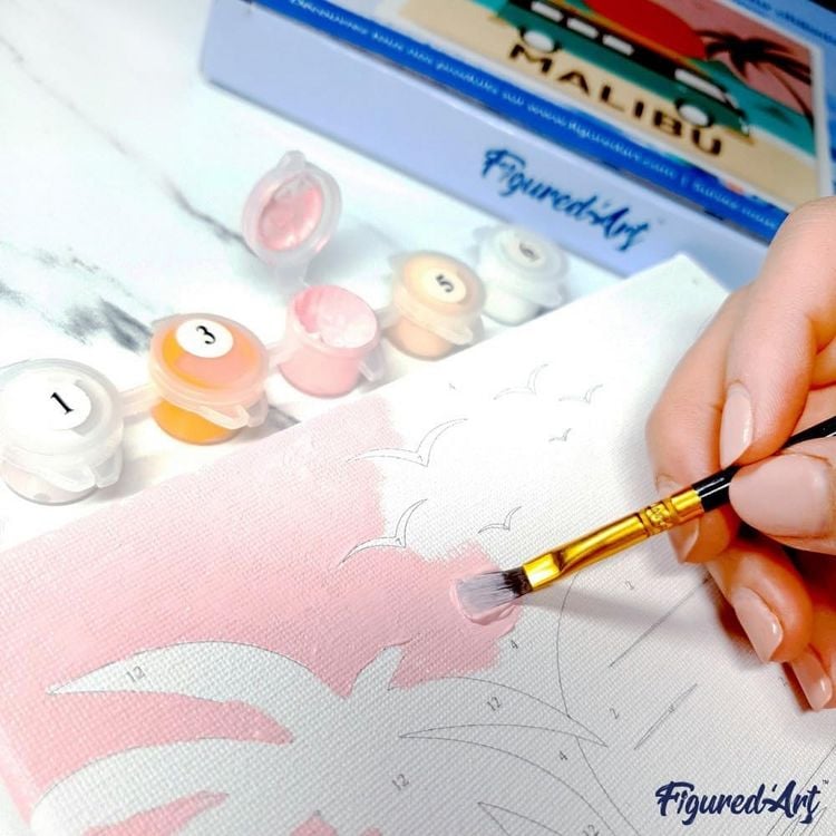 Produktbild: FiguredArt SFA112-Y - Mini Malen nach Zahlen, Fantasie Eule mit Blumen, Leinwand-Keilrahmen 20x20cm, DIY Bastelset, Paint by Numbers