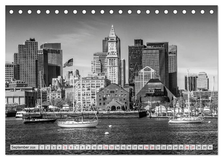 Produktbild: BOSTON Monochrome Stadtansichten (Tischkalender 2026 DIN A5 quer), CALVENDO Monatskalender