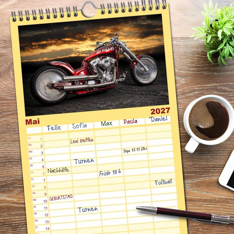 Produktbild: Familienplaner 2027 - Motorrad-Tr&auml;ume &ndash; Chopper und Custombikes mit 5 Spalten (Wandkalender, 21 x 45 cm) CALVENDO