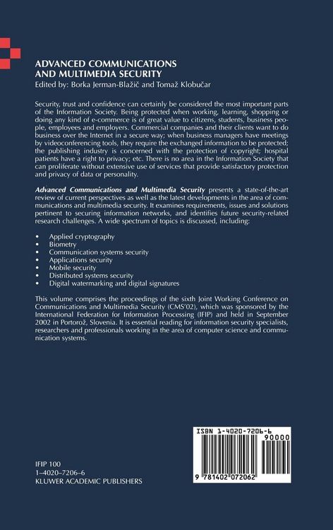 Produktbild: Advanced Communications and Multimedia Security