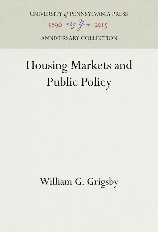 Produktbild: Housing Markets and Public Policy
