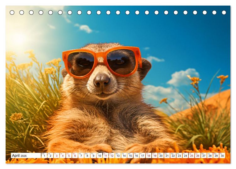 Produktbild: Sunny snapshots - A year of happy animals (Desk Calendar 2026 DIN A5 landscape), CALVENDO 12 Month DeskCalendar