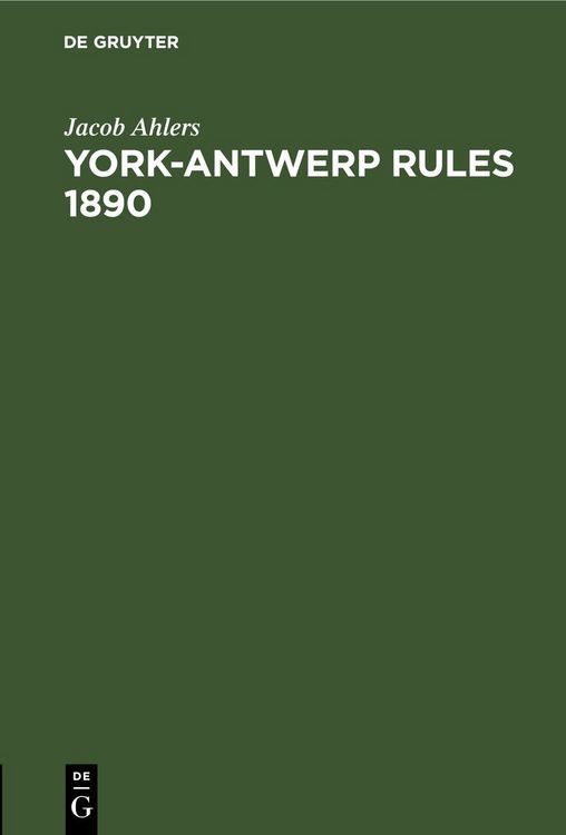 Produktbild: York-Antwerp Rules 1890