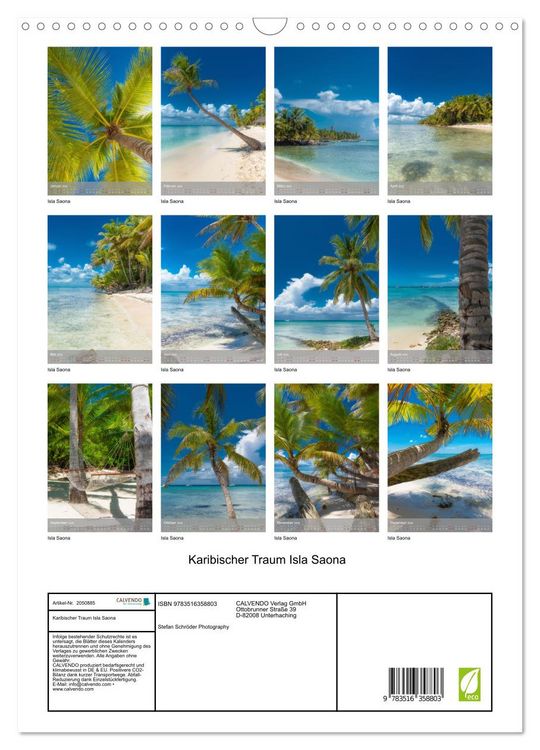 Produktbild: Karibischer Traum Isla Saona (Wandkalender 2026 DIN A3 hoch), CALVENDO Monatskalender