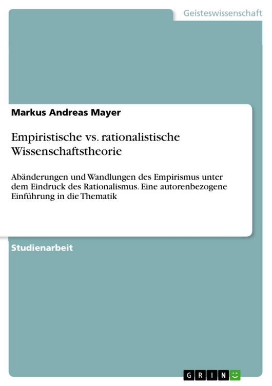 Produktbild: Empiristische vs. rationalistische Wissenschaftstheorie