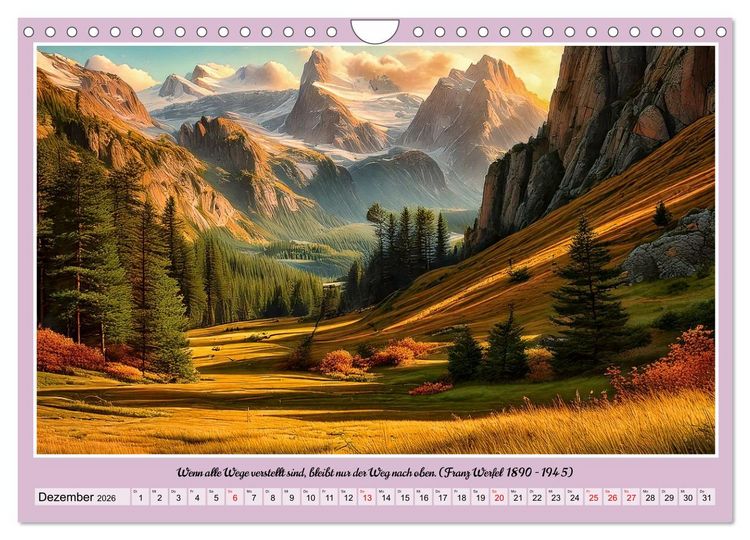 Produktbild: Bergwelt in Bildern und Zitaten (Wandkalender 2026 DIN A4 quer), CALVENDO Monatskalender