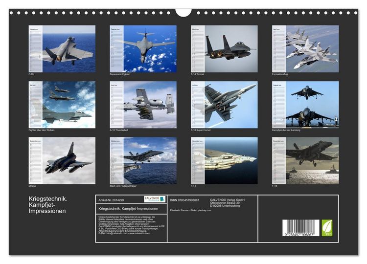 Produktbild: Kriegstechnik. Kampfjet-Impressionen (Wandkalender 2026 DIN A3 quer), CALVENDO Monatskalender