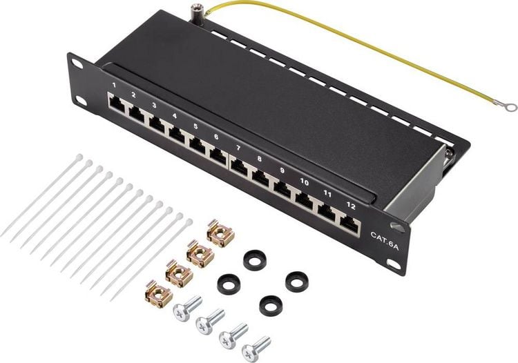 Produktbild: Renkforce Netzwerk-Patchpanel 254mm (10\") CAT 6 1 HE Best&uuml;ckt
