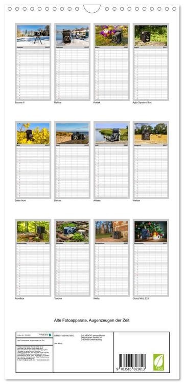 Produktbild: Familienplaner 2027 - Alte Fotoapparate, Augenzeugen der Zeit mit 5 Spalten (Wandkalender, 21 x 45 cm) CALVENDO