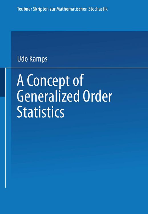 Produktbild: A Concept of Generalized Order Statistics