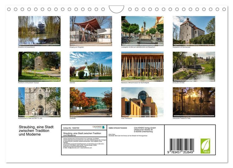 Produktbild: Straubing, eine Stadt zwischen Tradition und Moderne (Wandkalender 2026 DIN A4 quer), CALVENDO Monatskalender