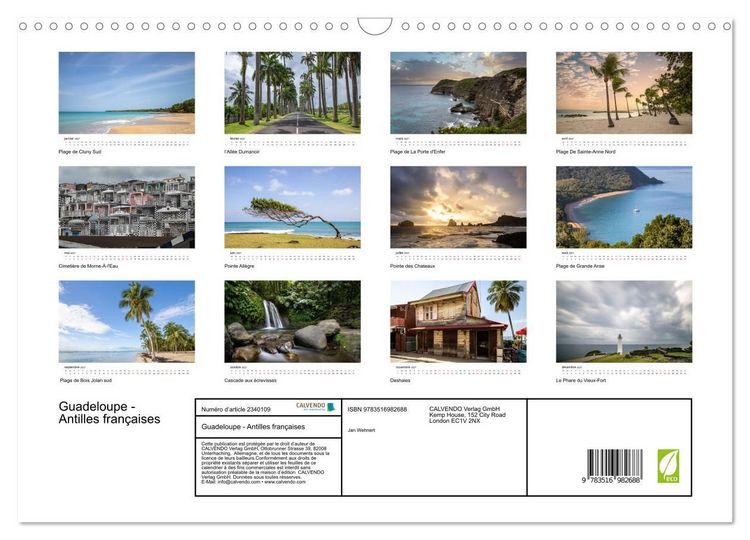Produktbild: Guadeloupe - Antilles fran&ccedil;aises (Calendrier mural 2027 DIN A3 vertical), CALVENDO calendrier mensuel