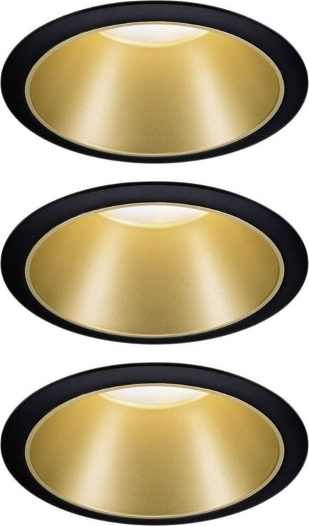 Produktbild: Paulmann Cole Coin 93404 Einbauleuchte 3er Set 2021 Energieeffizienzklasse: n.rel 6 W Warmwei&szlig; Schwarz, Gold