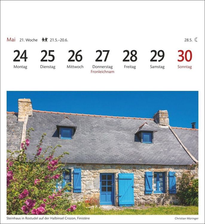 Produktbild: Bretagne & Normandie Sehnsuchtskalender 2027 - Wochenkalender mit 53 Postkarten