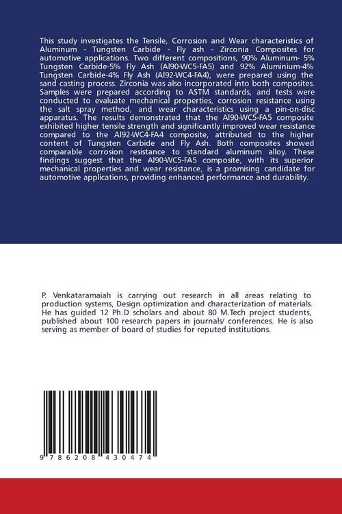 Produktbild: Characterization Of Al/wc/zro2/flyash Composites