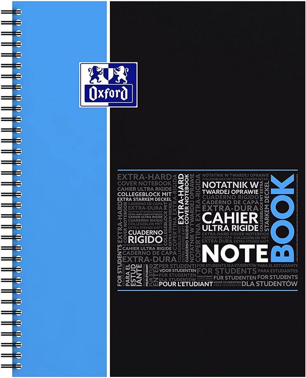 Produktbild: OXFORD Studium A4+ Hardcover doppelspiralgebundenes Notebook, 5 mm kariert, 80 Blatt SCRIBZEE&reg; kompatibel, 1x St&uuml;ck sortiert