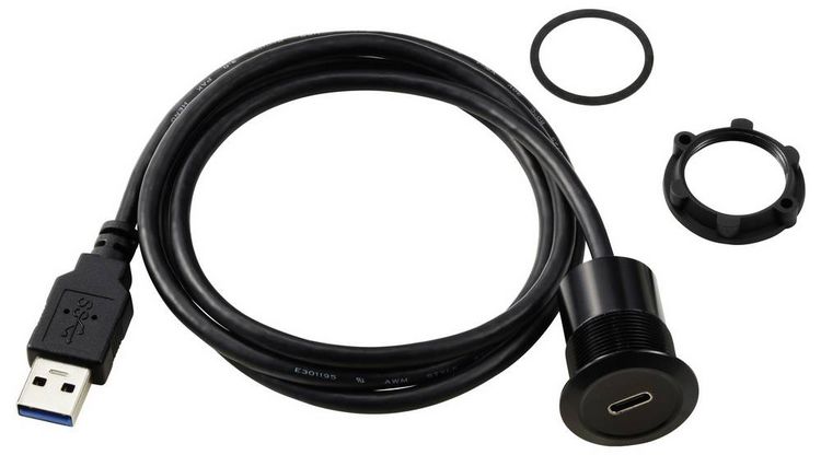 Produktbild: USB-C&reg; (3.1) Buchse/USB-A (3.0) Stecker 1 m Kabel schwarz TC-13376312 TRU COMPONENTS Inhalt: 1 St.