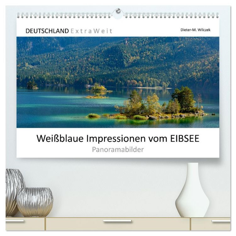 Produktbild: Wei&szlig;blaue Impressionen vom Eibsee (hochwertiger Premium Wandkalender 2026 DIN A2 quer), Kunstdruck in Hochglanz