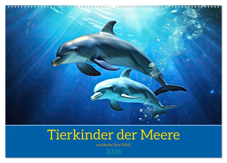 Produktbild: Tierkinder der Meere - entdecke ihre Welt (Wandkalender 2026 DIN A2 quer), CALVENDO Monatskalender